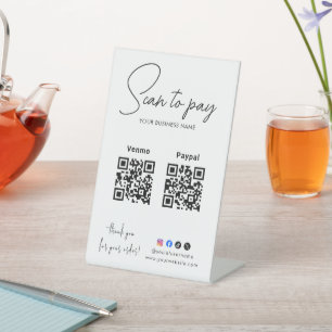 Scannen Sie den QR-Code des Firmenlogos zum Bezahl Sockelschild