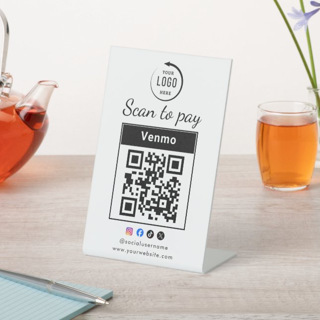 Scannen Sie den QR-Code des Geschäftslogos, um zu  Sockelschild (In SItu)