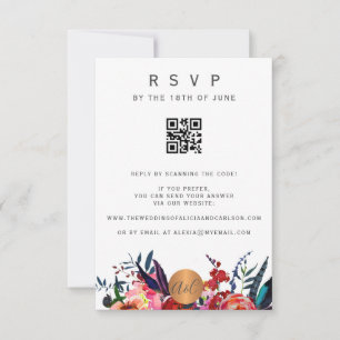 Scannen Sie den QR-Code: elegante Blumen-Einladung RSVP Karte