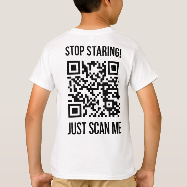 Scannen Sie den QR-Code für einen Motivierend Boos T-Shirt (Rückseite)