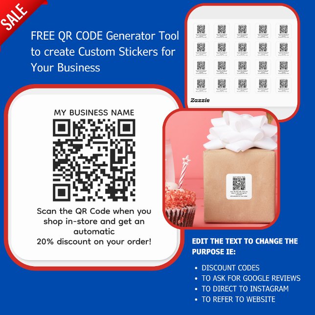 Scannen Sie den QR-Code nach einer Discount-CUSTOM Quadratischer Aufkleber (Von Creator hochgeladen)