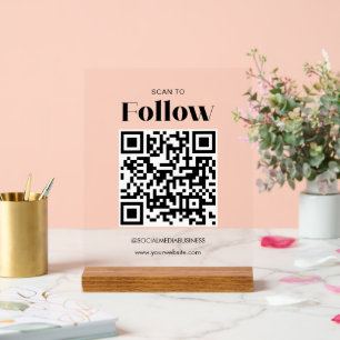 Scannen Sie den QR-Code, um dem sozialen Medienunt Acrylschild