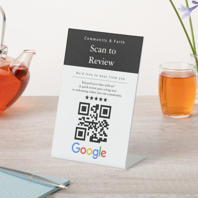 Scannen Sie den QR-Code, um eine Google-Bewertung  Sockelschild (In SItu)