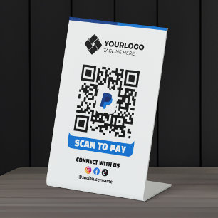 Scannen Sie den QR-Code, um mit Paypal-Logo zu zah Sockelschild