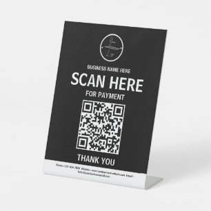 Scannen Sie den QR-Code zum Bezahlen Geschäft Tisc Sockelschild