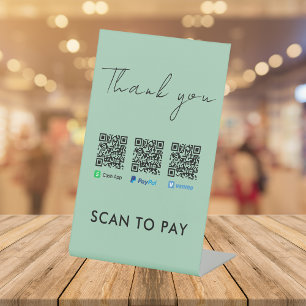 Scannen Sie grün bezahlen Danke Venmo Paypal CashA Sockelschild