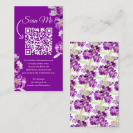 Scannen Sie mir lila Blume Art Hochzeit QR-Code Begleitkarte