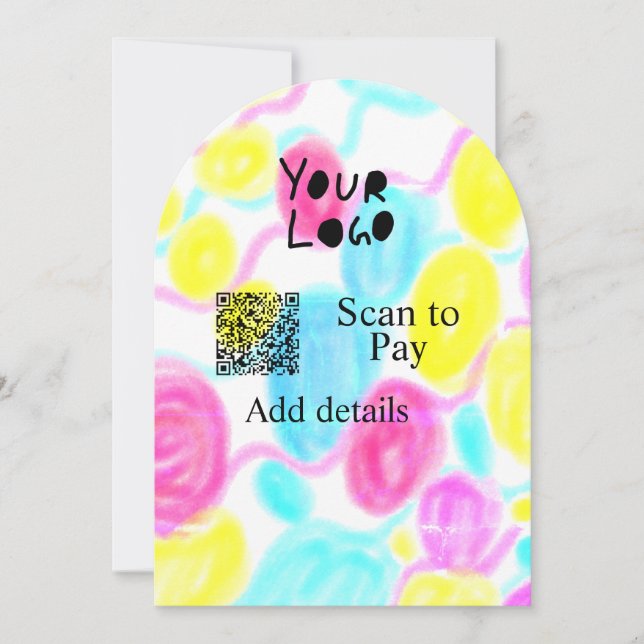 Scannen Sie mit dem Q R Firmenlogo (Regenbogenkohl Einladung (Vorderseite)