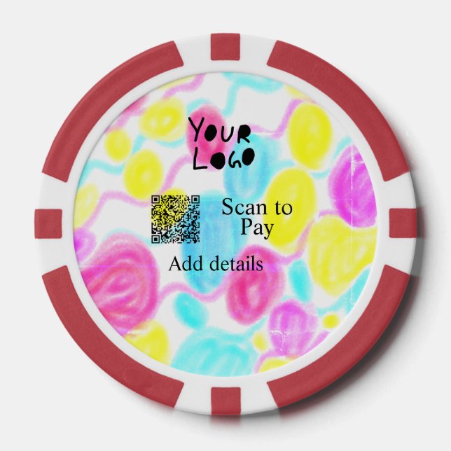 Scannen Sie mit dem Q R Firmenlogo (Regenbogenkohl Pokerchips (Vorderseite)