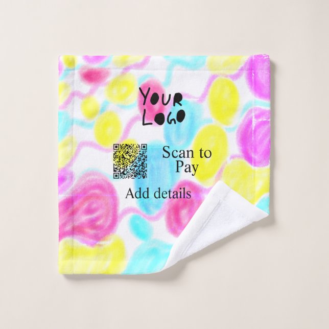 Scannen Sie mit dem Q R Firmenlogo (Regenbogenkohl Waschlappen (Waschlappen)
