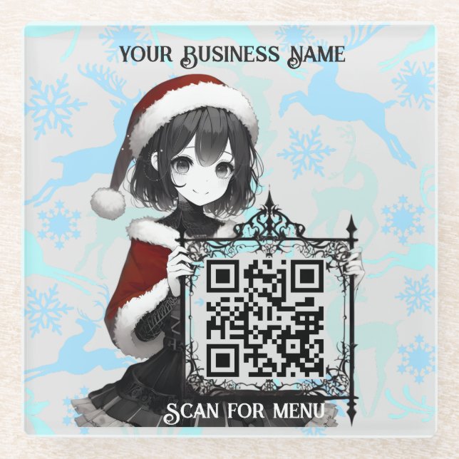 Scannen Sie nach Menu3 QRcode mit Personalisierung Glasuntersetzer (Vorderseite)
