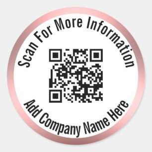 Scannen Sie QR-Code für weitere Informationen Rosa Runder Aufkleber