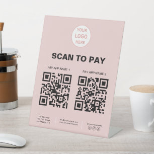Scannen Sie, um das QR-Logo "Pink Business" zu bez Sockelschild