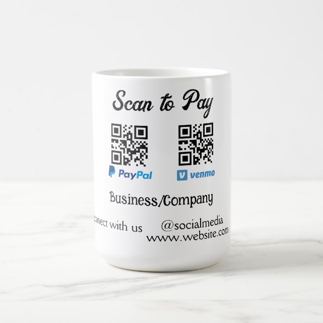 Scannen Sie, um den QR-Code PayPal Venmo zu bezahl Kaffeetasse (Mittel)