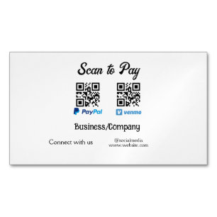 Scannen Sie, um den QR-Code PayPal Venmo zu bezahl Magnetische Visitenkarte