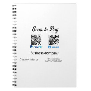Scannen Sie, um den QR-Code PayPal Venmo zu bezahl Notizblock