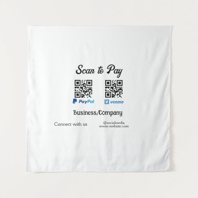 Scannen Sie, um den QR-Code PayPal Venmo zu bezahl Wandteppich (Vorderseite)