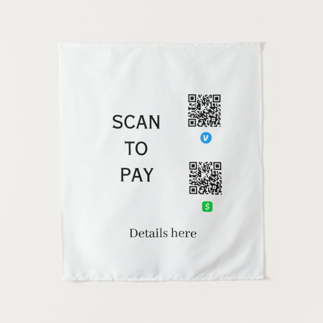 scannen Sie, um Venmo CashApp QR-Code-Details hier Wandteppich (Vorderseite)