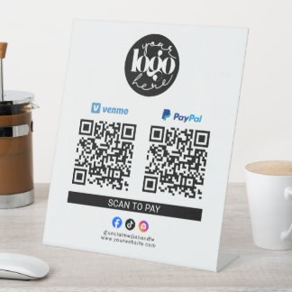 Scannen Sie, um Venmo & PayPal Business Logo QR Co Sockelschild