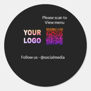 Scannen Sie zum Anzeigen von Menü Restaurant Hotel Runder Aufkleber