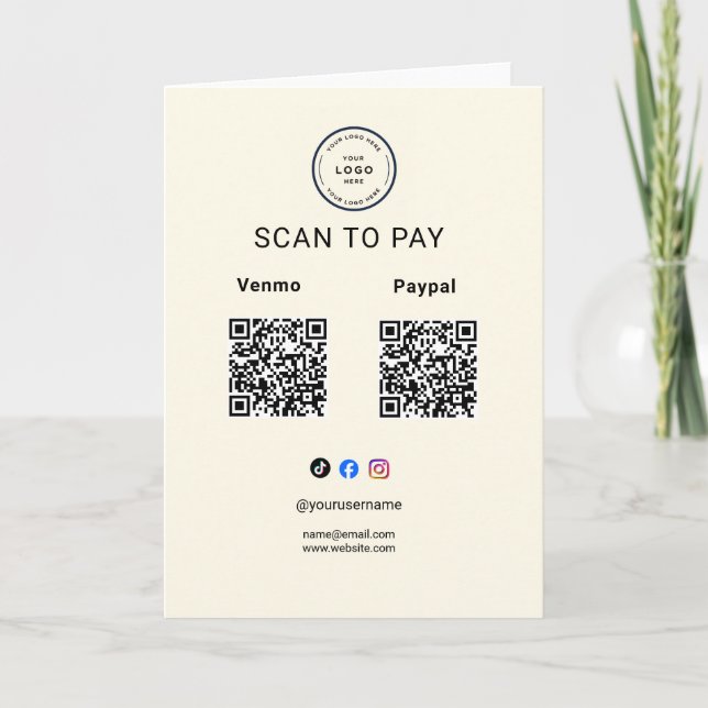 Scannen Sie zum Bezahlen Geschäft-Logo Qr-Code-Pod Karte (Vorderseite)