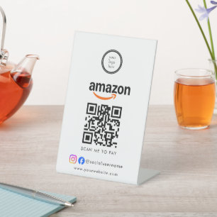 Scannen Sie zum Bezahlen Geschäft-Logo QR-Code Sockelschild