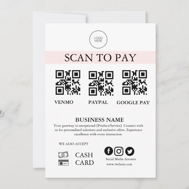 Scannen Sie zum Bezahlen Schild QR-Code Zahlungssc (Vorderseite)
