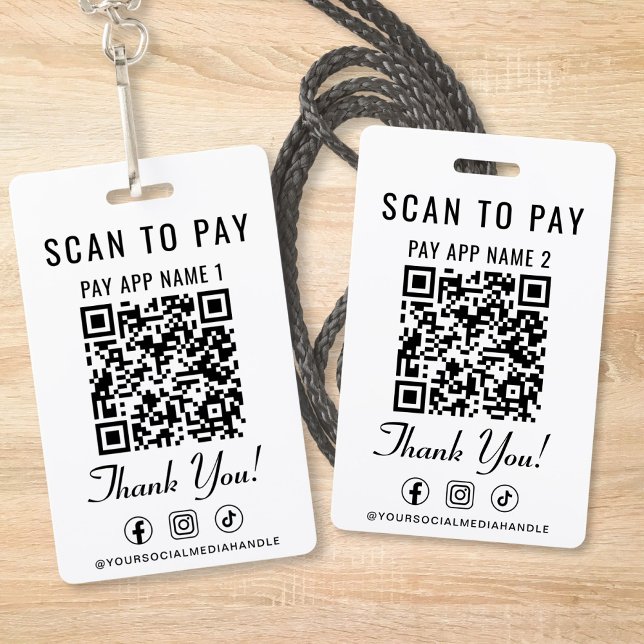 Scannen Sie zum Bezahlen von 2 Zahlungs-QR-Codes S Ausweis (Scan to Pay 2 Payment QR Codes Social Media Badge)
