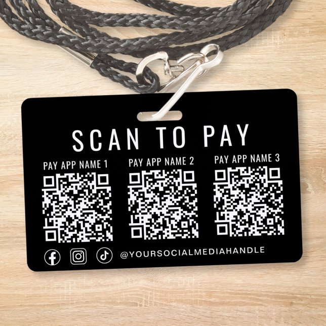 Scannen Sie zum Bezahlen von 3 Zahlungs-QR-Codes S Ausweis (Scan to Pay 3 QR Codes Business Badge)