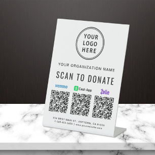 Scannen um an Venmo Zelle CashApp QR Codes Logo zu Sockelschild