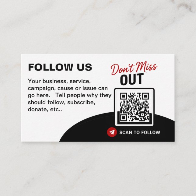 Scannen um QR-Code Designvorlage zu folgen Visitenkarte (Vorderseite)
