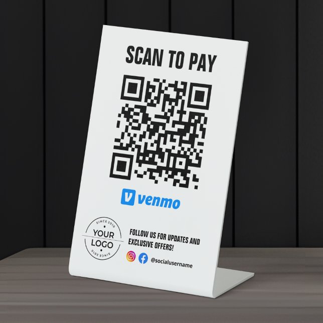Scannen, um QR-Code-Zeichen Venmo zu bezahlen Sockelschild (Von Creator hochgeladen)