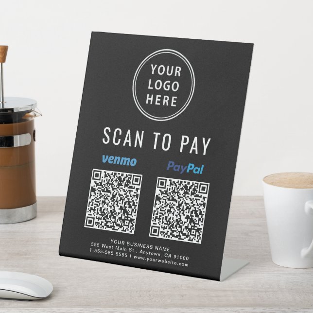 Scannen, um Venmo Paypal QR Codes Logo schwarz zu  Sockelschild (In SItu)