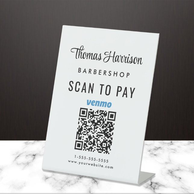 Scannen, um Venmo QR Code Business Tabletop zu bez Sockelschild (A QR code sign to effortlessly connect your customers to your payment platforms)