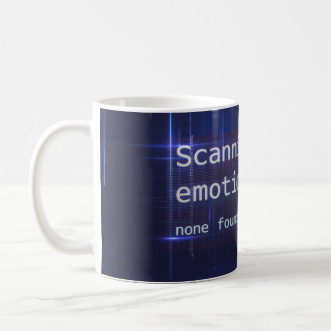 Scannen von Emotionen Keine gefunden Lustiger AI-F Kaffeetasse (Links)