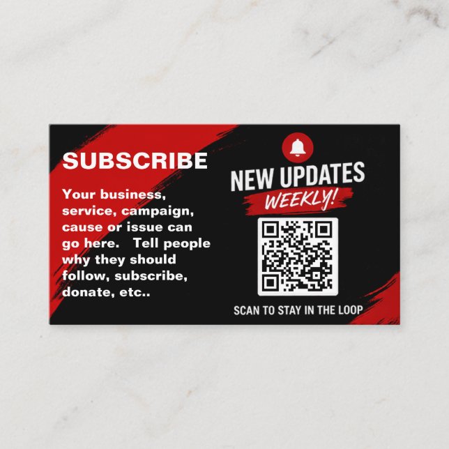 Scannen zum Abonnieren QR-Code Designvorlage Visitenkarte (Vorderseite)