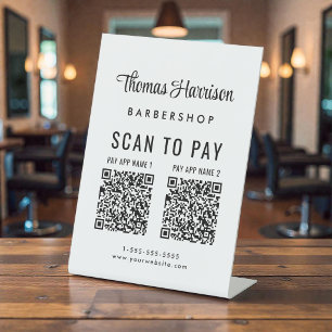 Scannen zum Bezahlen 2 QR-Codes Geschäft Tischplat Sockelschild