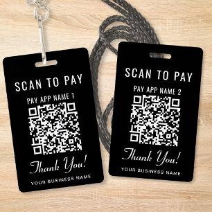 Scannen zum Bezahlen 2 Zahlungs-QR-Codes Schwarz Ausweis