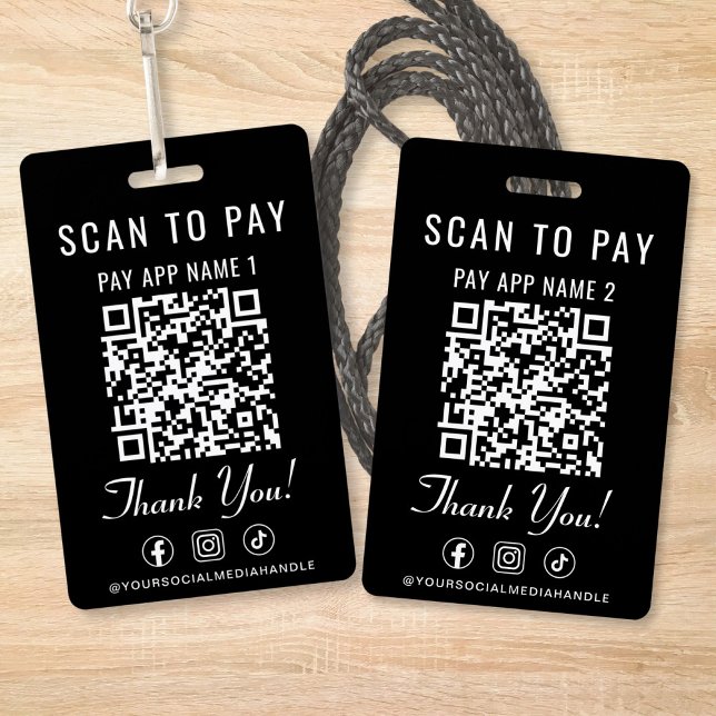 Scannen zum Bezahlen 2 Zahlungs-QR-Codes Soziale M Ausweis (Scan to Pay 2 Payment QR Codes Social Media Badge)