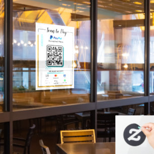 Scannen zum Bezahlen Geschäftsschild   Paypal QR-C Fensteraufkleber