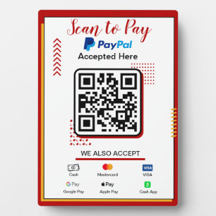 Scannen zum Bezahlen Geschäftsschild Paypal QR-C Fotoplatte