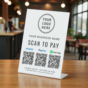 Scannen zum Bezahlen Paypal Venmo CashApp QR-Codes Sockelschild