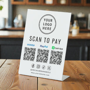 Scannen zum Bezahlen Paypal Venmo CashApp QR-Codes Sockelschild