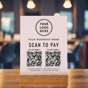 Scannen zum Bezahlen QR-Code Rosa Tischaufsteller Acrylschild
