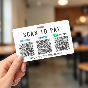 Scannen zum Bezahlen QR-Code Venmo PayPal CashApp Ausweis