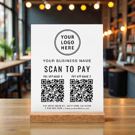 Scannen zum Bezahlen QR-Code Weiße Tischplatte Acrylschild