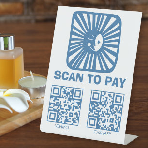 SCANNEN ZUM BEZAHLEN QR Leuchtender Mond Cute Char Sockelschild