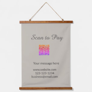 scannen zum Bezahlen QR-Logo Website E-Mail Geschä Wandteppich Mit Holzrahmen
