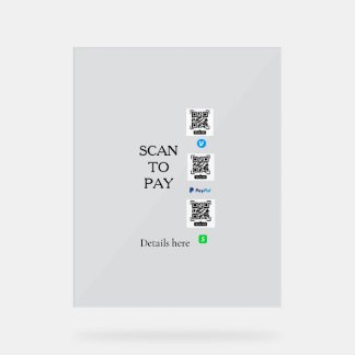 scannen zum Bezahlen Venmo CashApp QR-Code-Details Acrylschild