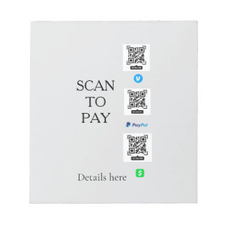 scannen zum Bezahlen Venmo CashApp QR-Code Details Notizblock